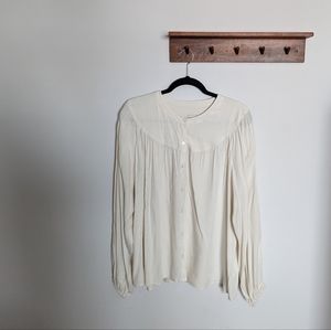[a new day] Cream Button Up Flat Collar Blouse